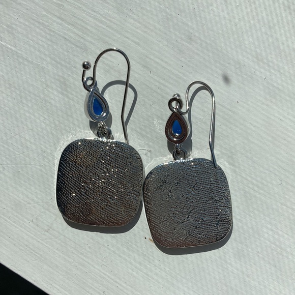 Dangle Square Bohemian Earrings Color Splash of Multiple Colors and Silver New - Picture 5 of 8